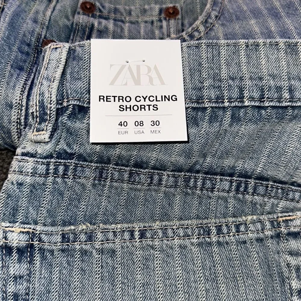 ZARA TRF Blue Mid-Rise Denim Shorts NWT Size 8 / 29